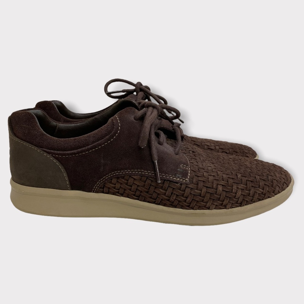 UGG Tread Lite Brown Leather Woven Lace Up Casual Shoes Mens Size 11